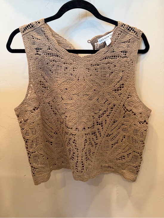 And Now This Tops - AND/OR The Label Taupe Crochet Sleeveless Crop Tank